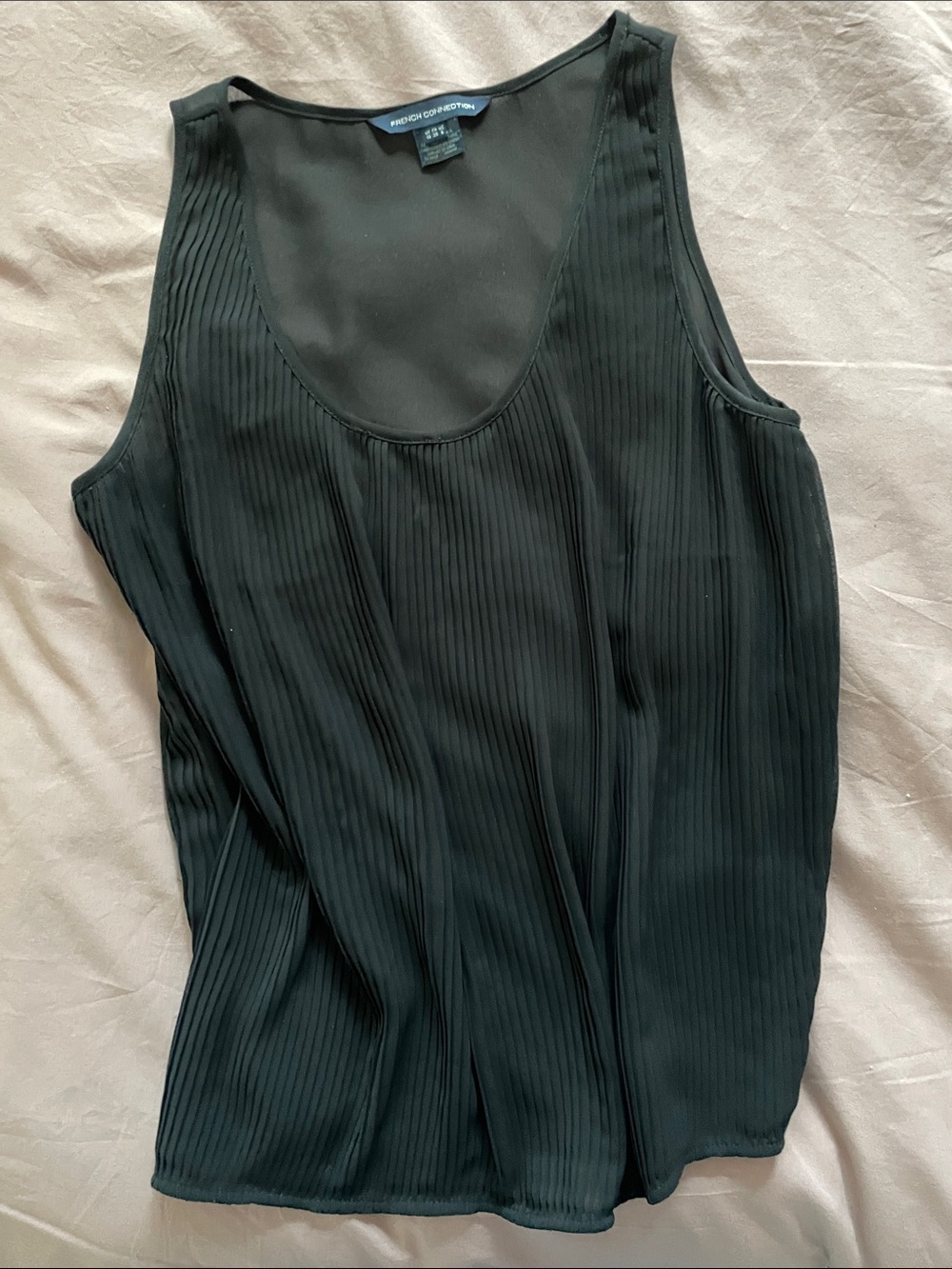French Connection Black Ribbed Scoop Tank
